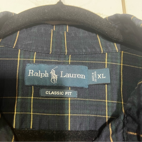 Polo Ralph Lauren Button Down Shirt Plaid Navy Green Yellow Size XL Pony - Picture 6 of 8